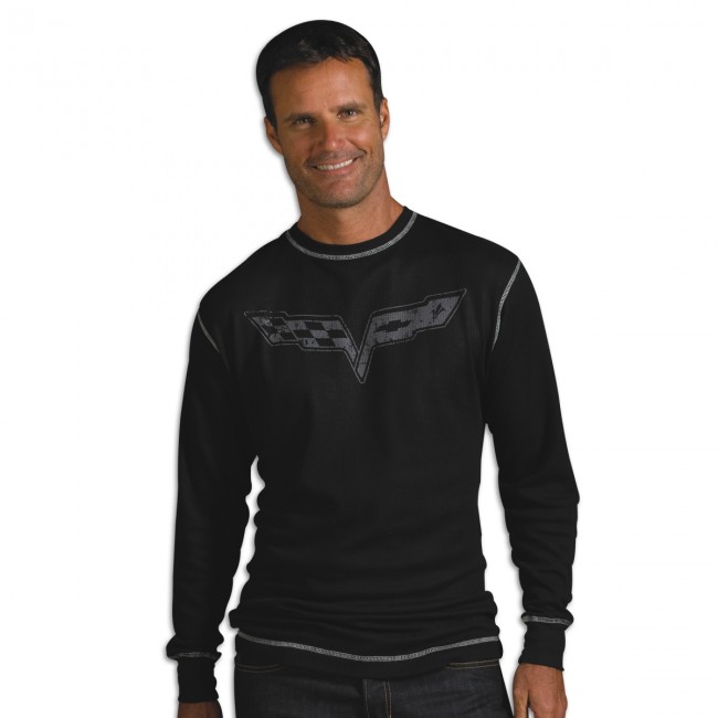 Corvette C6 Vintage Corvette Thermal, Log Sleeved Shirt, Black Corvette C6 Vintage Corvette Thermal, Log Sleeved Shirt, Black