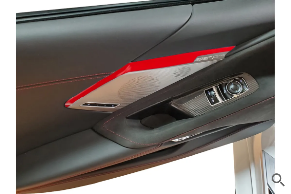 C8 2020-2024 Chevrolet Corvette Door Panel Speaker Accent Stripes, Gloss Carbon