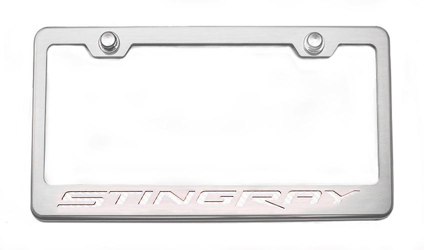 2014-2019 C7 Corvette, Rear License Frame Stingray, American Car Craft; With Solid Black vinyl