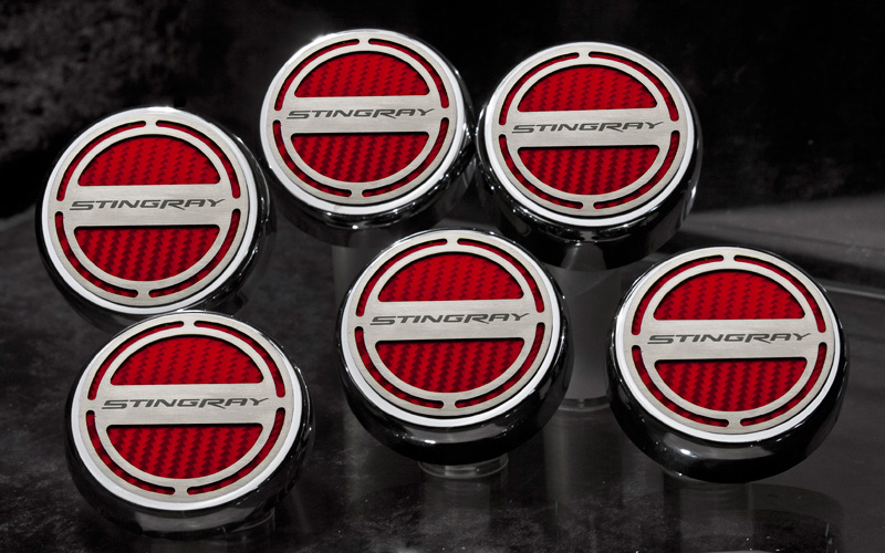 2014-2019 Chevrolet Z06/C7 Corvette MANUAL, Fluid Cap Cover Set 6pc, American Car Craft Red 6pc Stingray Font Ca