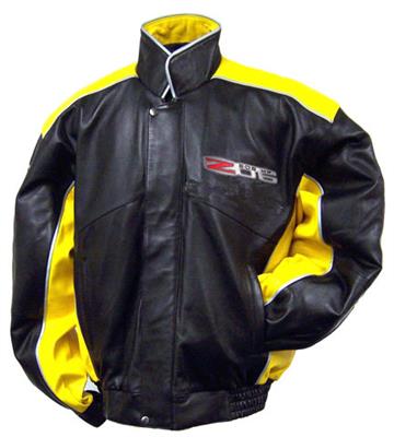 C6 Corvette Lambskin Leather Performance Jacket Black w/Yellow Accents