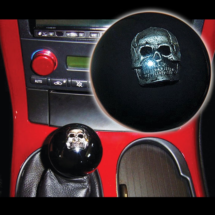 Corvette Shift Knob - Skull Inlaid on Black : 2005-2011 C6,Z06,ZR1,Grand Sport