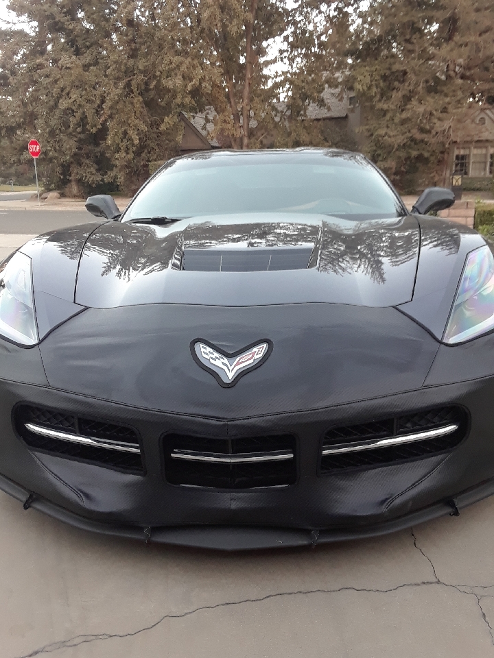 2014+ C7 Corvette Stingray Colgan Colgan Original Bra w/ License Plate, Carbon Style Vinyl