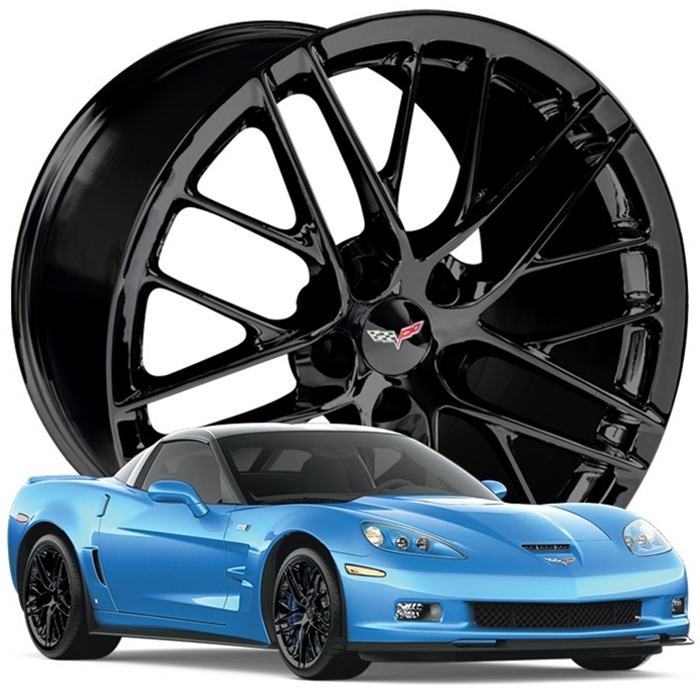 2009+ C6 ZR1 Corvette Reproduction Wheels : Black for C5, C6, C6