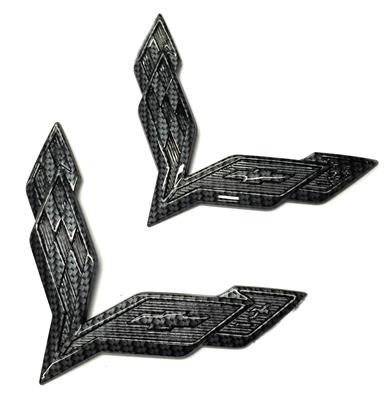 C7 Corvette 14-19 Emblem - Front And Rear Flag - Carbon Fiber Look