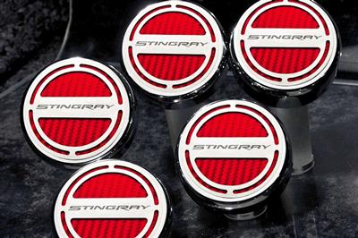 C7 Corvette 14-19 Engine Cap Cover - Slotted Carbon Fiber - Set Of 5 - With Automatic Transmission