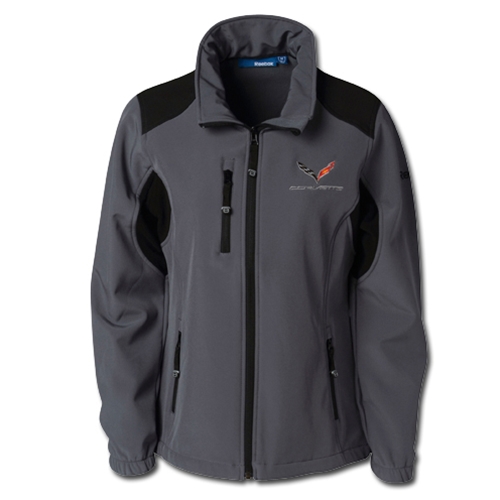 C7 Logo Corvette Ladies Reebok Softshell Jacket - Graphite : 2014+