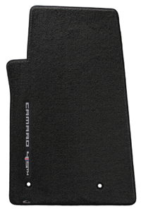 Camaro 45th Anniversary Sideways Front Floor Mats Ebony with Logo