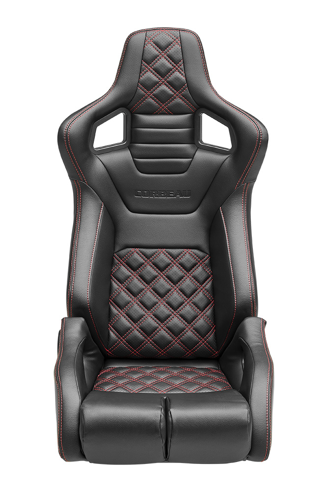 Corbeau Sportline  Racing Seat, RRB Black Vinyl / Carbon Diamond Red Stitch, 84917PR