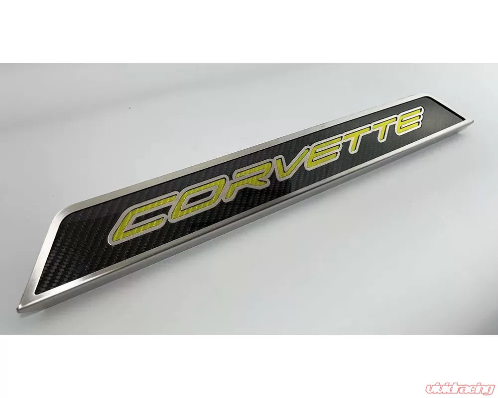 American Car Craft Corvette Style Yellow Carbon Fiber Replacement Door Sills Chevrolet C8 Corvette Stingray 2020-2024