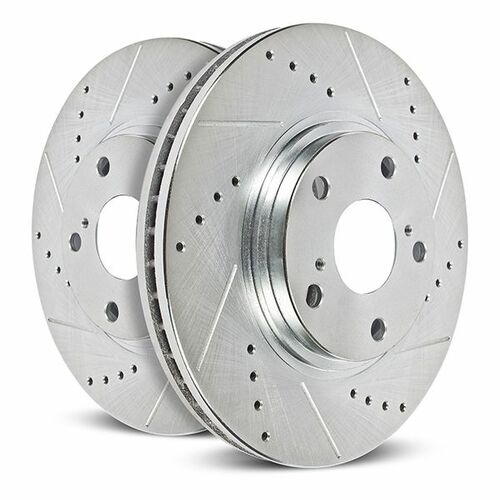 20-23+ C8 Corvette Rear Evolution Drilled & Slotted Zinc Plated Rotors (Non-Z51)