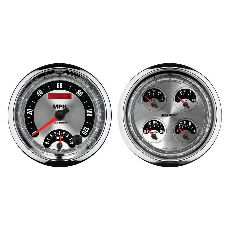 AUTOMETER Combination Gauge Kit, American Muscle, Analog, Fuel Level/Oil Pressure/Speedometer/Tachometer/Voltmeter/Water