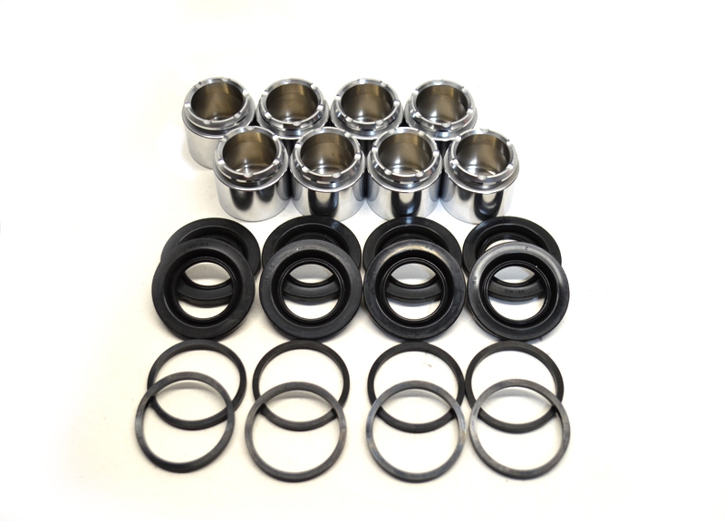 C6/ZR1, Camaro Z28, Gen6 Camaro ZL1 Caliper Rear Rebuild Kit, w/ SS Pistons Boots and Seal Kit, Set of 8, High Temp