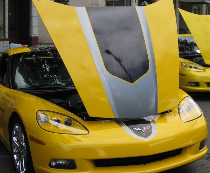 C6, Grand Sport, Z06 Corvette Hood Stripe - GT1 Stripes - With JAKE Mascot Style