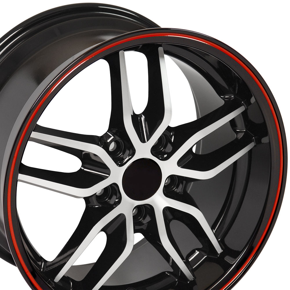 Corvette, C7 Stingray Style, 17x9.5 Deep Dish Wheel for 1988-1996 C4 and Camaro 93-2002 Fitment, MACHINED