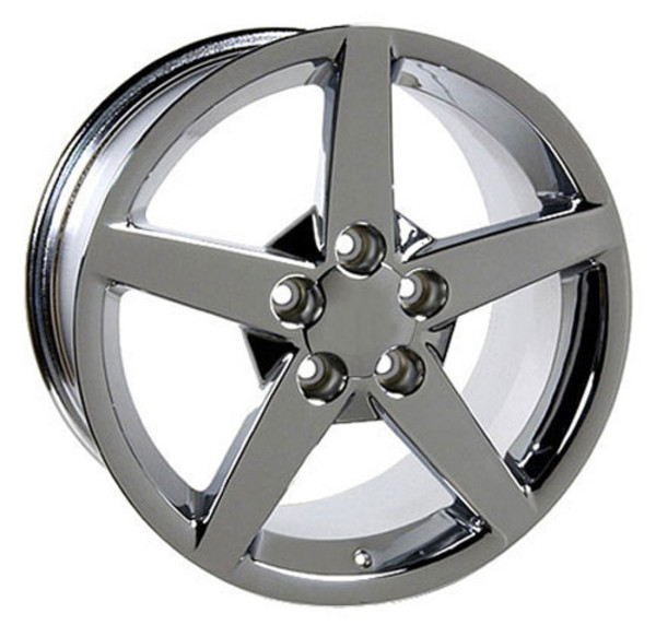 C6 Corvette Early Style Wheels 18x9.5 Chrome Fitment for C5/C6 Corvette, Pair with Chrome Lugs