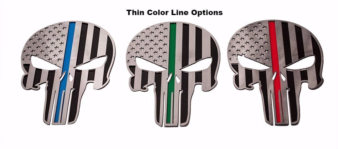 American Pride Patriot  Skull 6'' Thin Green Line Brushed Stainless 1pc American Pride Patriot Skull 6'' Satin Stainless 1pc