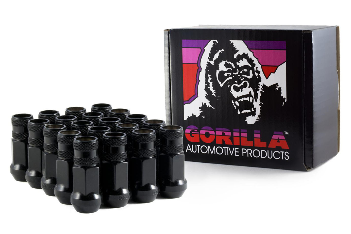 GORILLA 45038BC-20 20 Lugnuts 12mm x 1.50 Black Chrome Open End