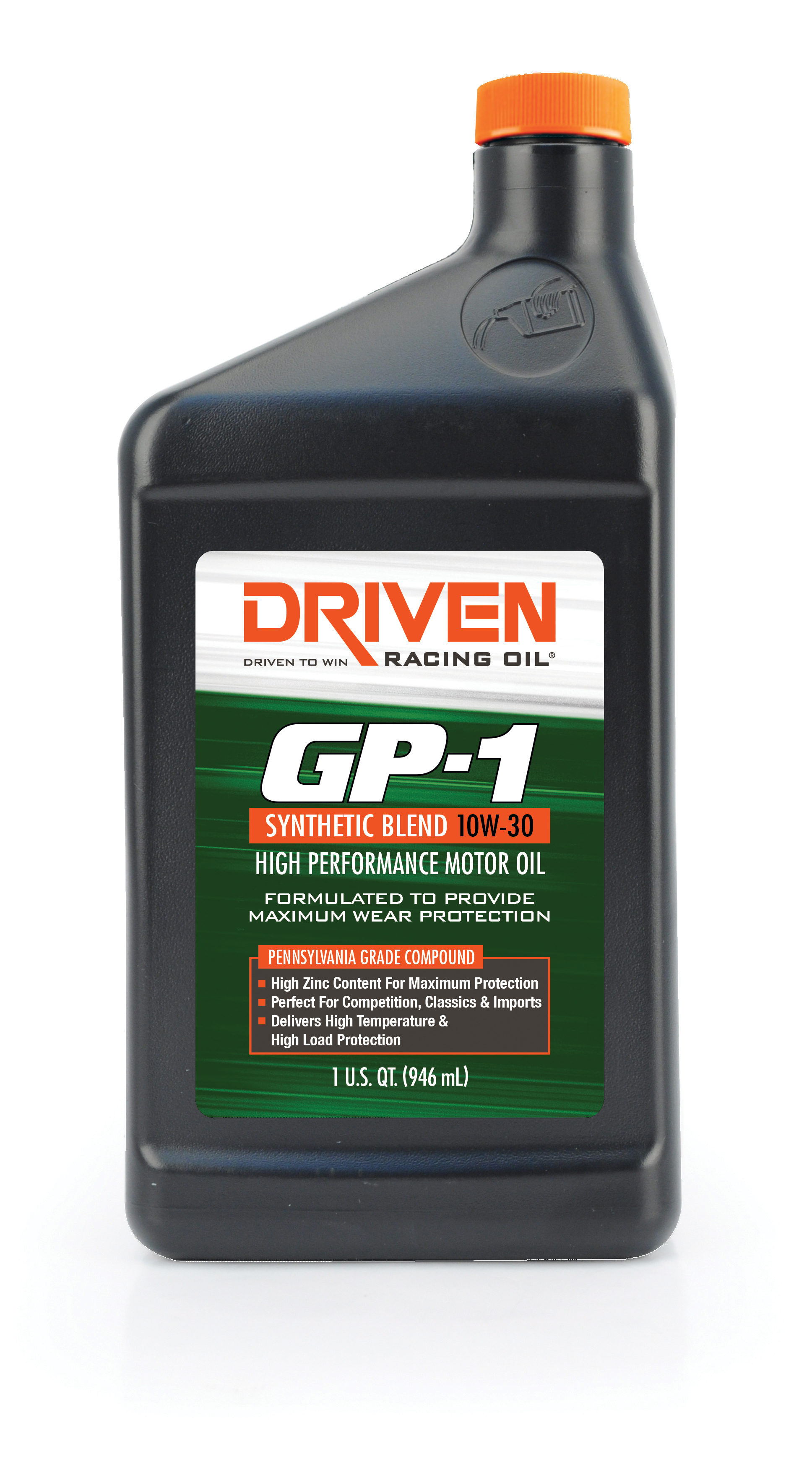 Driven GP1 10W-30 Synthetic Blend Racing Oil - 1 Quart Bottle 19306