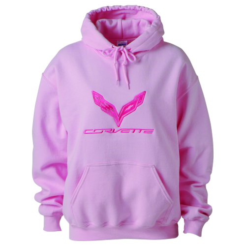 C7 Logo Corvette Stingray Ladies PINK HOODED SWEATSHIRT, Hoody, Hoodie