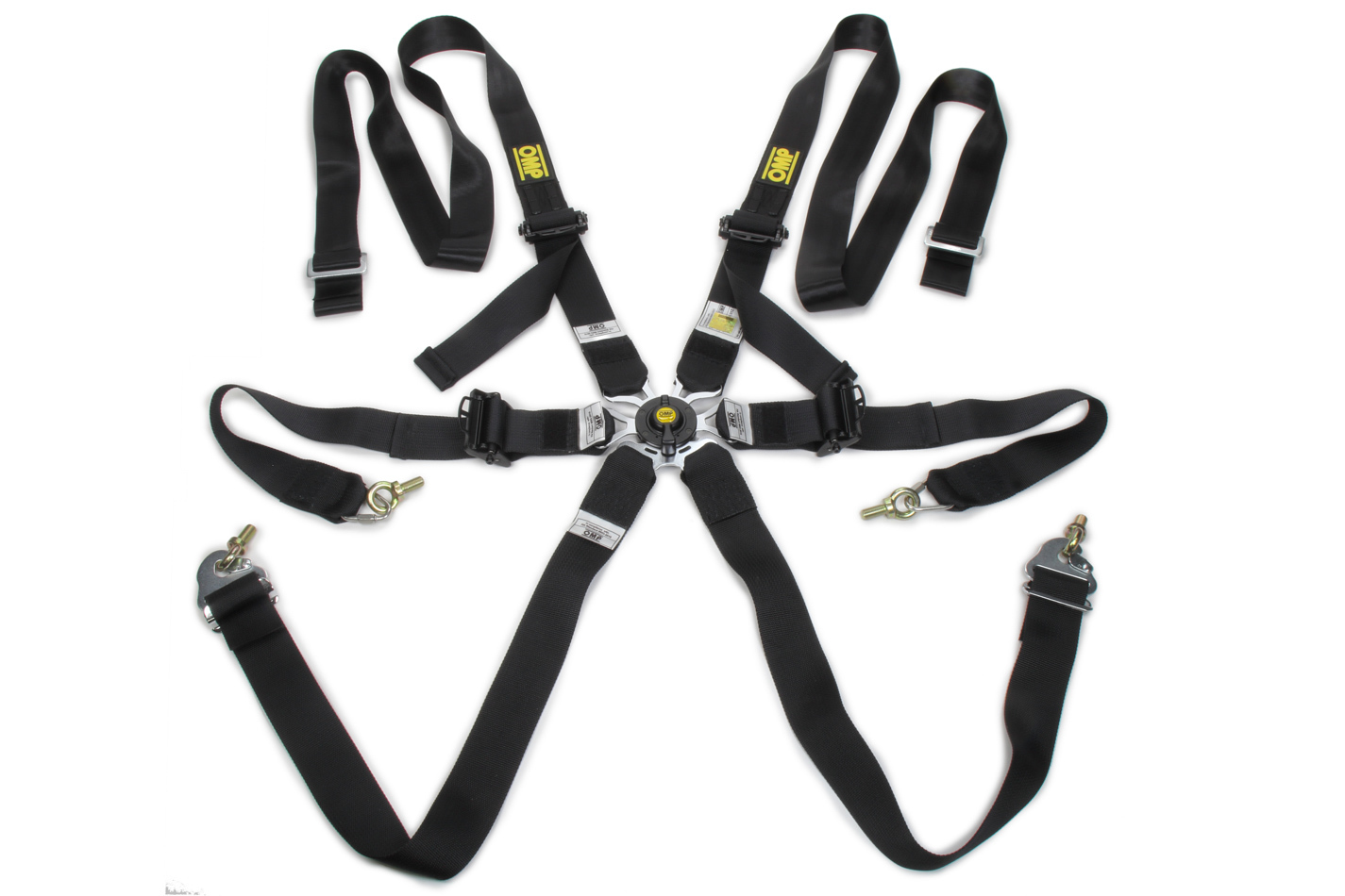 OMP Racing, Safety Harness In Poly 6pt Black P/D Steel Adj