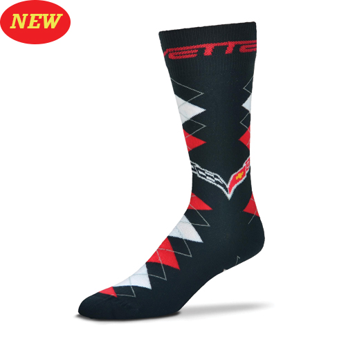 C7 Corvette, Fan Nation Trouser Socks, Pair, Black   C7 Flag Logo