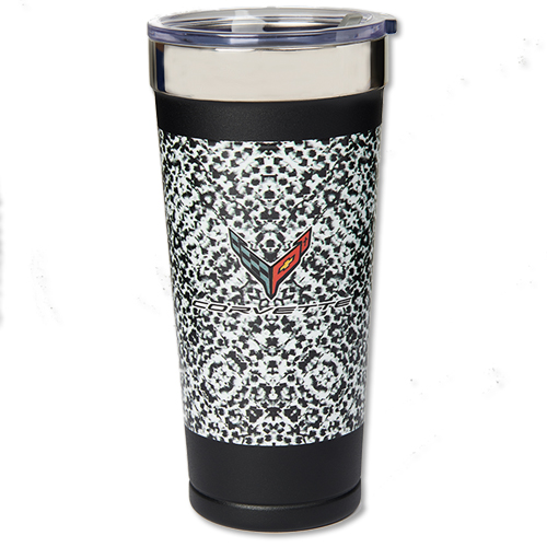 C8 Corvette, Next Gen Corvette 20.9 oz Coffee SS Tumbler, Mug with CAMO and New C8 Flag Emblem