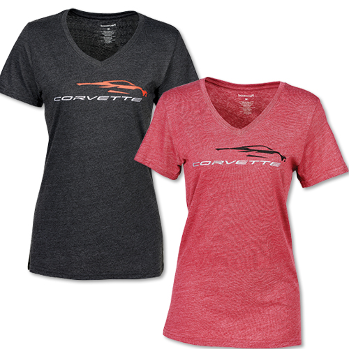 C8 Corvette, Ladies Next Generation 2020 Corvette GLITTER GESTURE V-NECK TEE