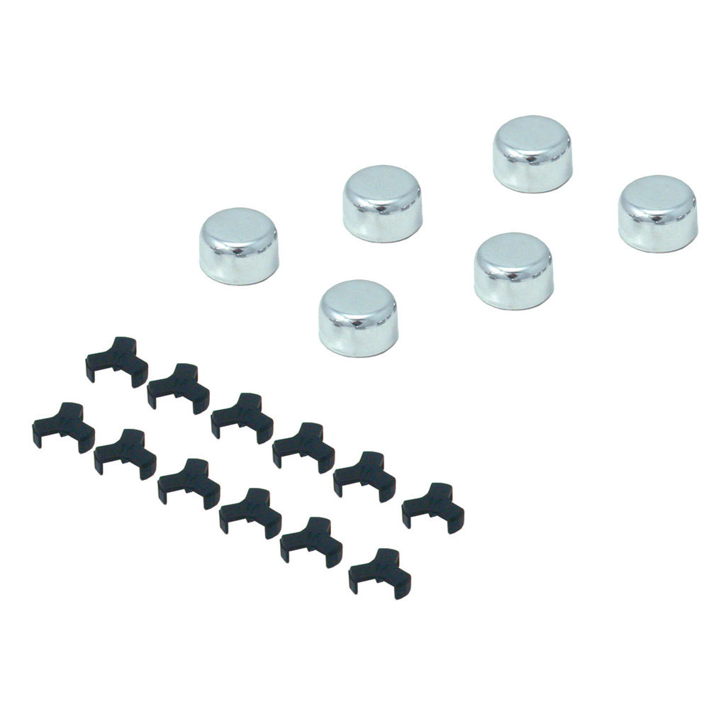 97-20 C5/C6/C7/C8 Corvette, Camaro Chrome Bolt Caps, 1/2 in or 12 mm Bolt Caps, Steel, Set of 6