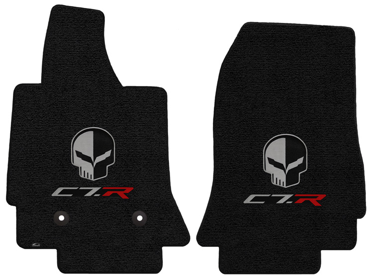 2014+ C7 Corvette Stingray Front Mats Double Emblem Jake  + C7R   Mat Color 127 Jet