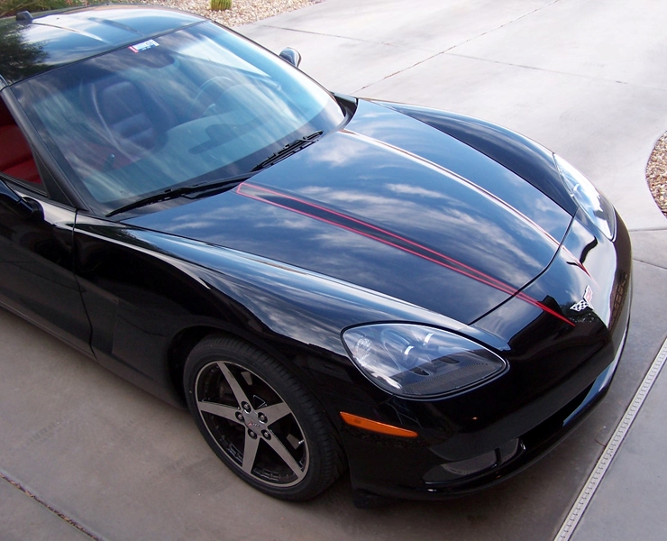 C6, Grand Sport, Z06 Corvette Hood Stripe Style 3