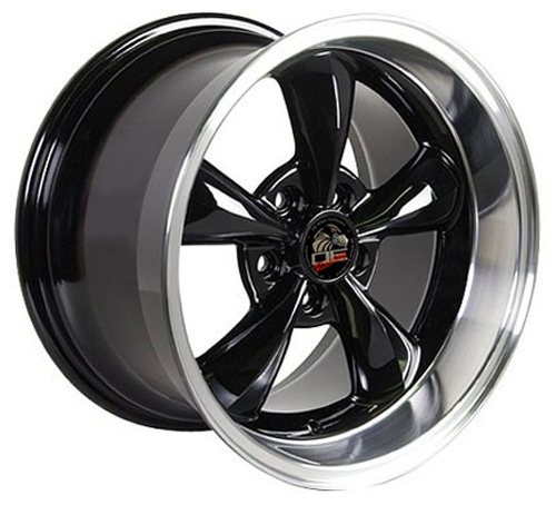 17" Replica Wheel fits Ford Mustang,  FR01 Machined Lip Black 17x10.5