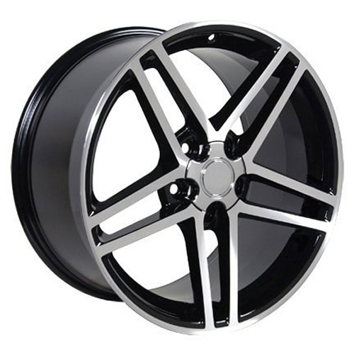 17" Fits Corvette,  C6 Z06 Replica Wheel,  Black Mach'd Face 17x9.5