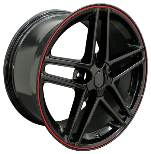 17" Fits Chevrolet,  Corvette C6 Z06 Wheel,  Black Red Band 17x9.5