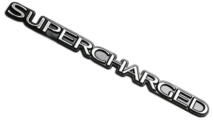 Chrome Plastic "SUPERCHARGED" Emblem